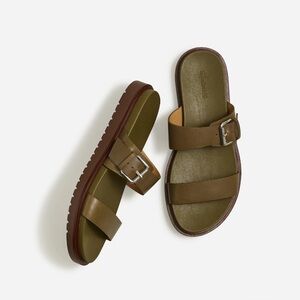 Madewell The Dee Double-Strap Slide Sandal in Olive Tree